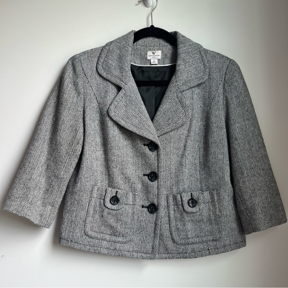 Worthington Gray Tailored Blazer Jacket - 3/4 length sleeves - Size Petite Small - Picture 1 of 6